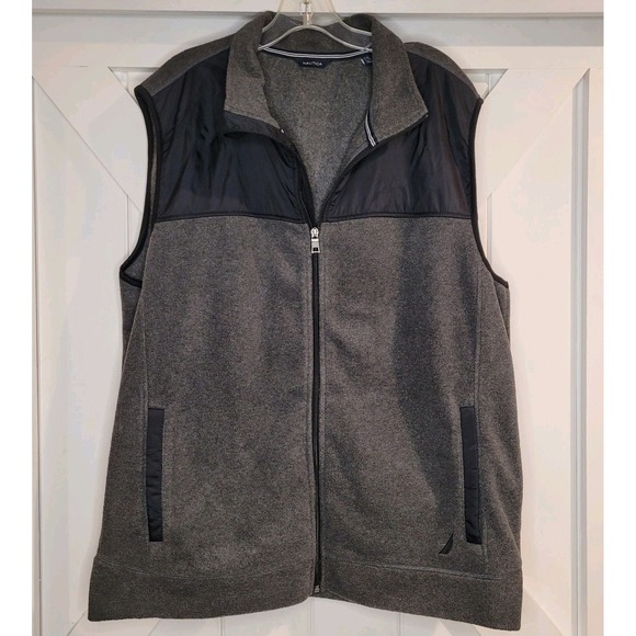 NAUTICA Slim Fit Nautex Fleece Vest Charcoal Dark Gray Men's Size XL $70 MSRP - Picture 1 of 9